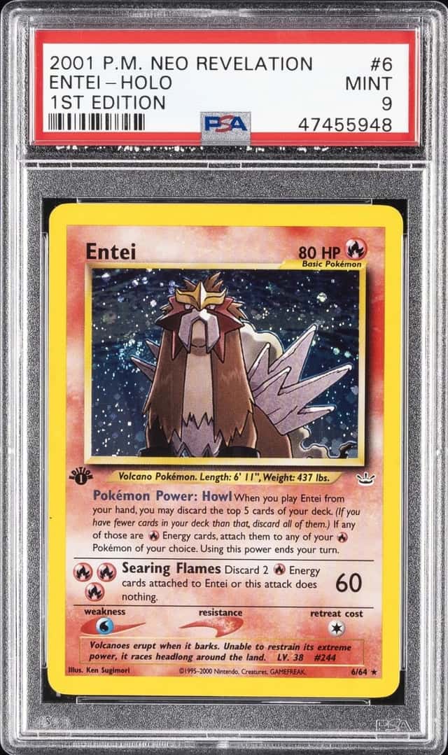 Pokemon Entei Holo Neo Revelation 6/64 1st Edition PSA 9 Mint