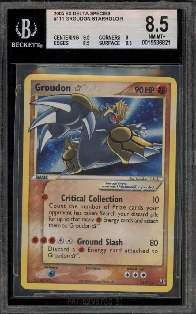 Pokemon Groudon Gold Star Holo EX Delta Species 111 BGS 8.5