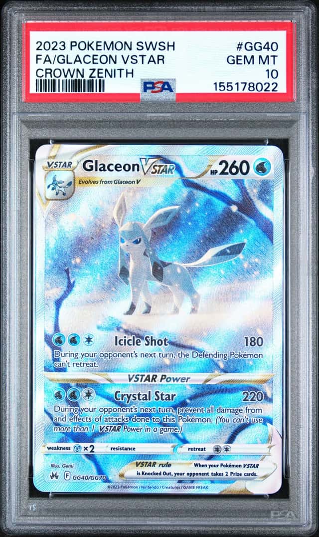 2023 POKEMON SWSH FA GLACEON VSTAR CROWN ZENITH PSA 10 GG40 English Full Art TCG
