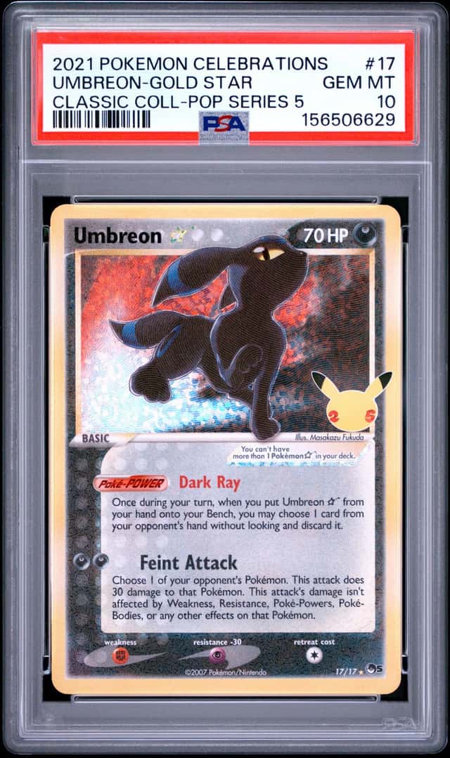 2021 Pokemon Celebrations 17/17 Umbreon Gold Star PSA 10 Classic Collection