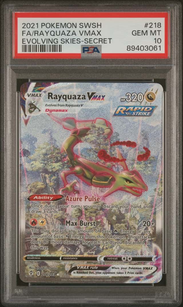 Pokemon Rayquaza VMAX Evolving Skies Secret Rare Full Alt Art #218 PSA 10