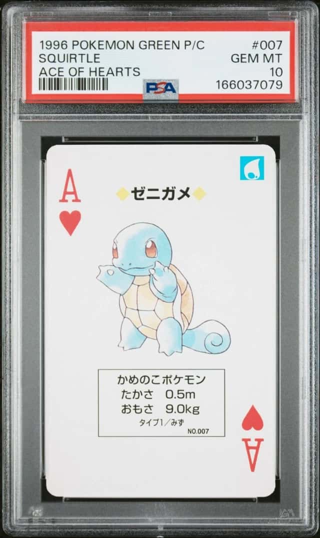 Pokemon Squirtle Green Version Playing Cards 007 Ace Of Hearts PSA 10 Gem Mint