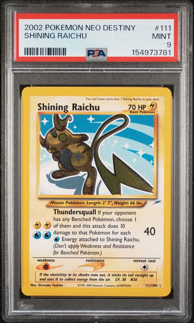 2002 POKEMON NEO DESTINY #111/105 SHINING RAICHU HOLO PSA 9
