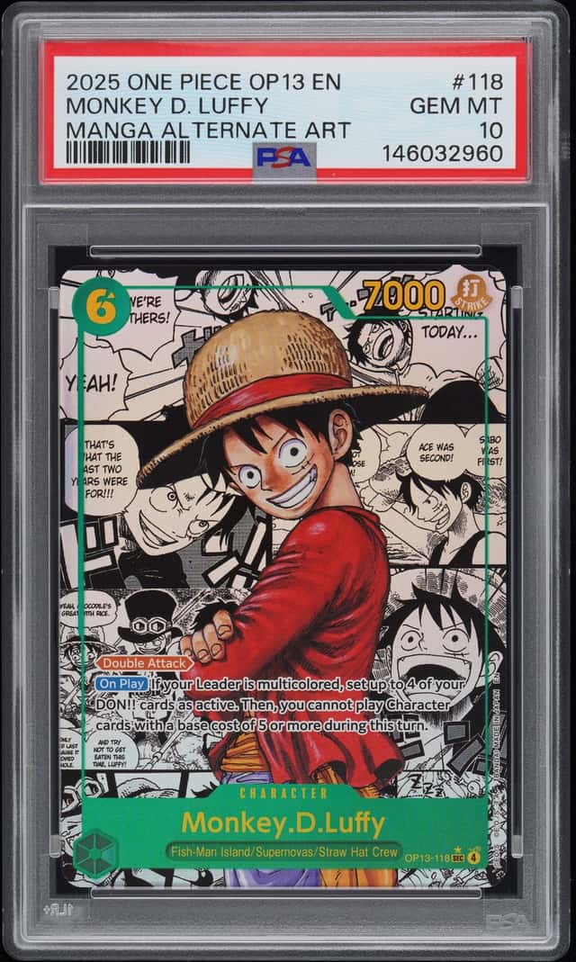 2025 One Piece OP13 EN Manga Alternate Art #118 Monkey D. Luffy PSA 10 GEM MINT