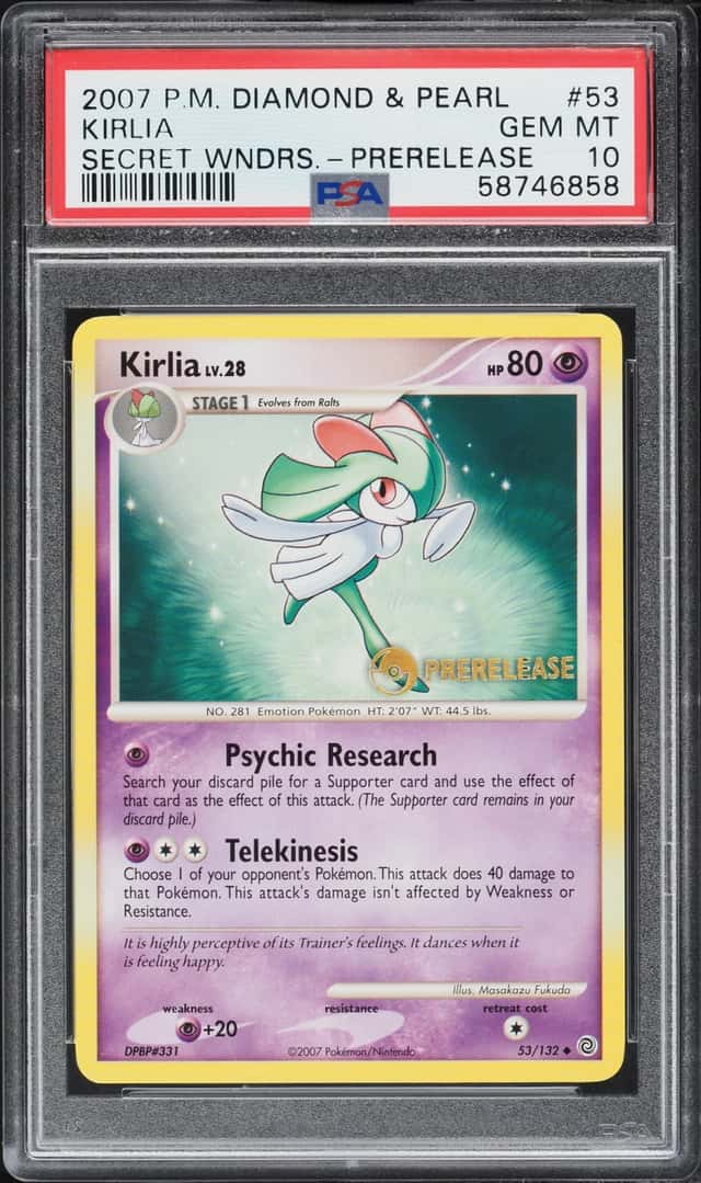 2007 Pokemon Diamond & Pearl Secret Wonders Prerelease Kirlia #53 PSA 10 GEM MINT