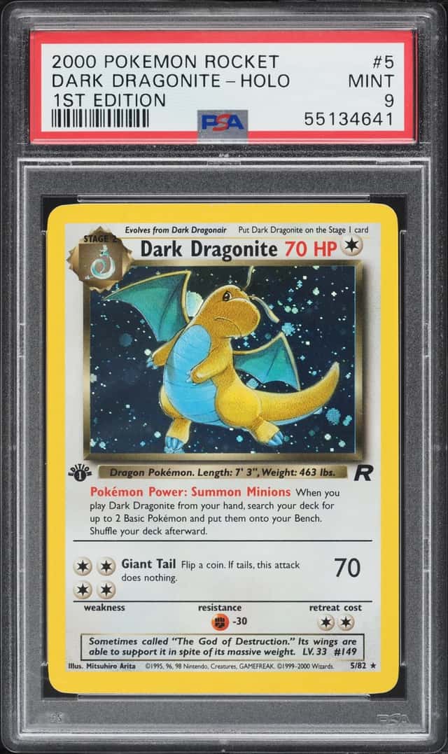 2000 Pokemon Team Rocket 1st Edition Holo Dark Dragonite #5 PSA 9 MINT