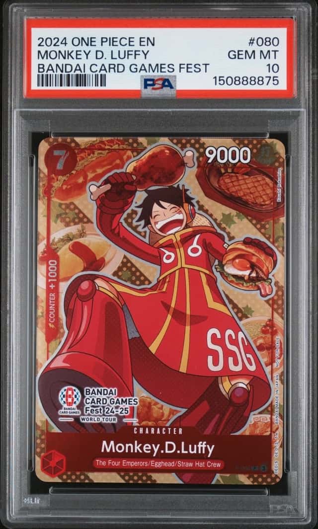 2024 ONE PIECE PROMOS BANDAI CARD GAMES FEST #080 MONKEY D. LUFFY PSA 10