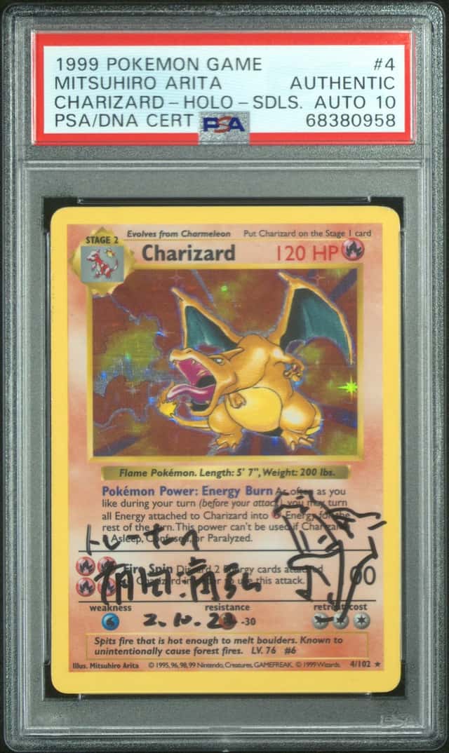 1999 Pokemon Game Charizard Shadowless Holo Signed Mitsuhiro Arita #4