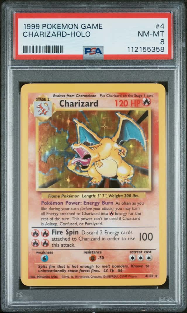 1999 Pokemon Game Charizard Holo #4/102 Base Set Unlimited PSA 8 NM-MT