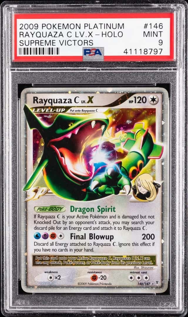 2009 POKEMON PLATINUM SUPREME VICTORS #146 RAYQUAZA C LV.X-HOLO PSA 9