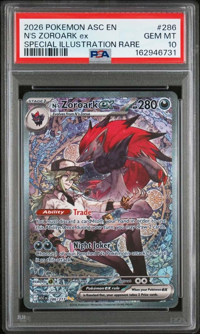 Pokemon N's Zoroark EX Ascended Heroes 286 Special Illustration Rare PSA 10