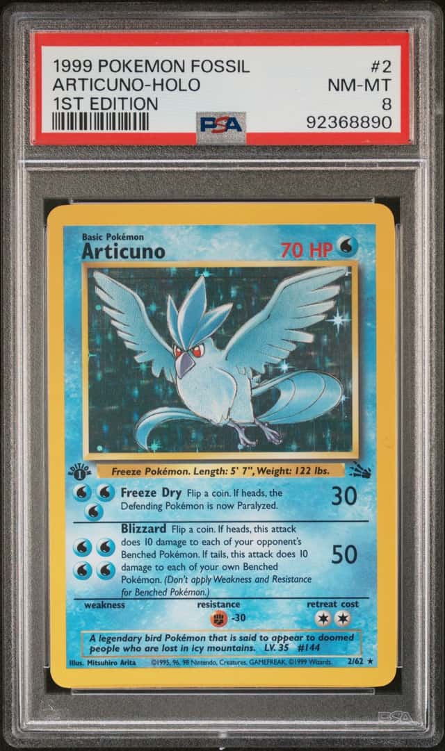 1999 POKEMON FOSSIL 1ST EDITION #2/62 ARTICUNO HOLO PSA 8