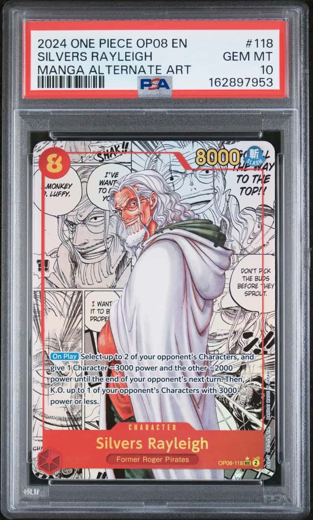 2024 One Piece Silvers Rayleigh Secret Rare Magna Alt Art #OP08-118 PSA 10