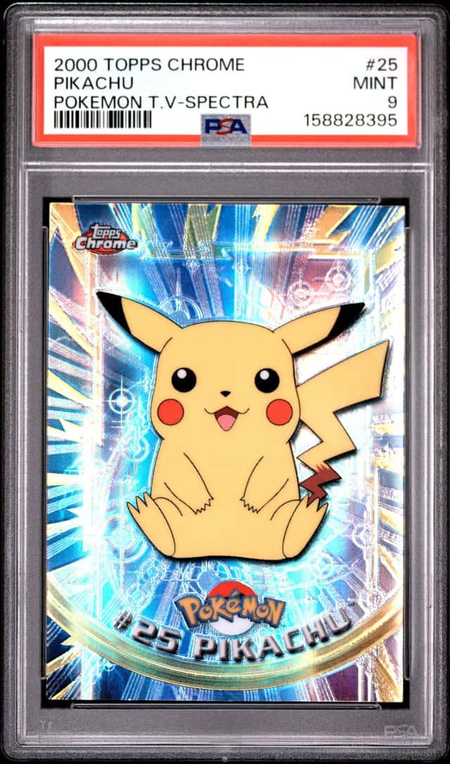 2000 TOPPS CHROME POKEMON T.V. SPECTRA #25 PIKACHU PSA 9