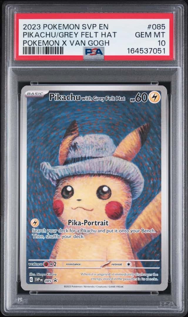 2023 POKEMON SVP POKEMON X VAN GOGH #085 PIKACHU WITH GREY FELT HAT PSA 10