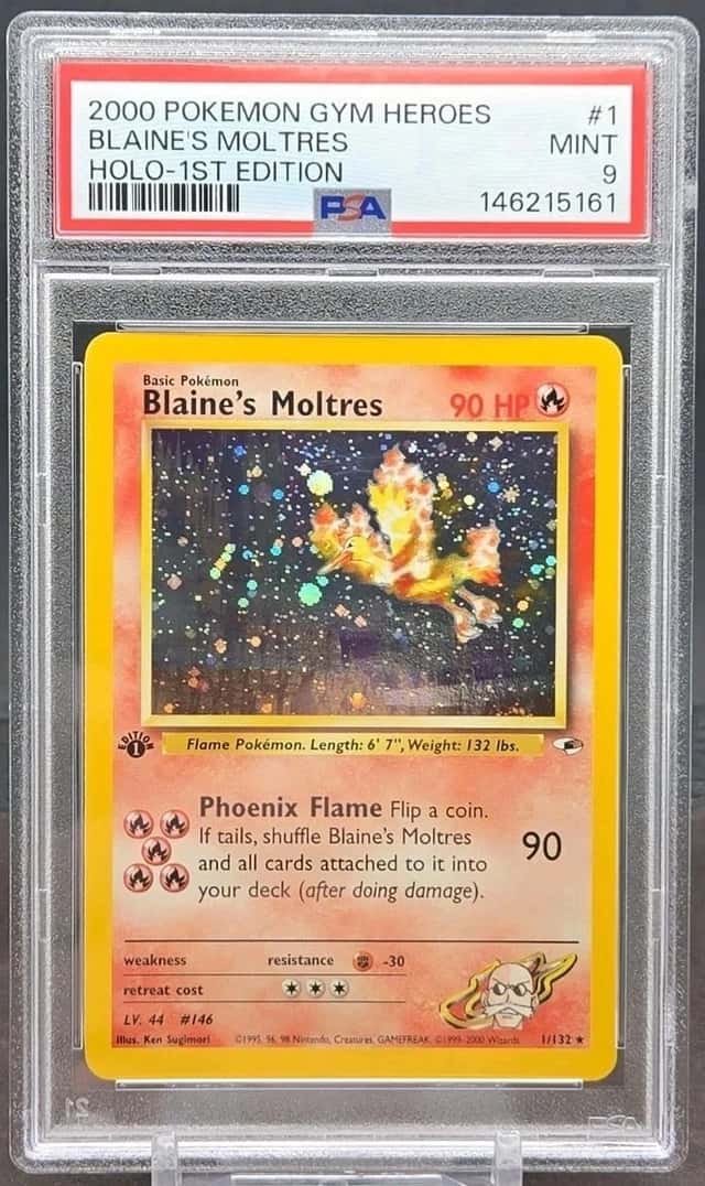 2000 Pokémon Gym Heros 1/132 Blaine's Moltres Holo 1st Edition PSA 9 (14 Cert)