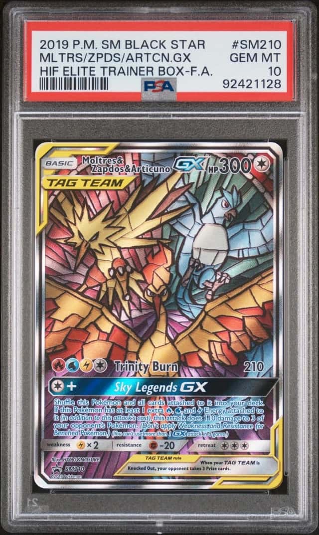 Pokemon Moltres & Zapdos & Articuno GX Promo SM210 Hidden Fates ETB PSA 10