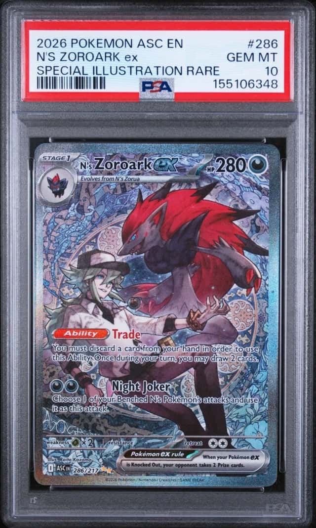 2026 POKEMON ASCENDED HEROES SPECIAL ILLUSTRATION RARE N'S ZOROARK EX PSA 10