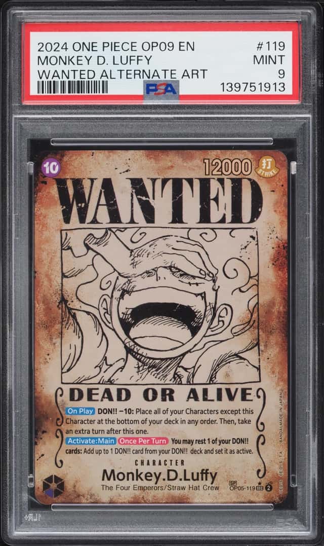 2024 One Piece Emperors Of The New World Wanted Alt Art Monkey D. Luffy #OP09-119 PSA 9 MINT