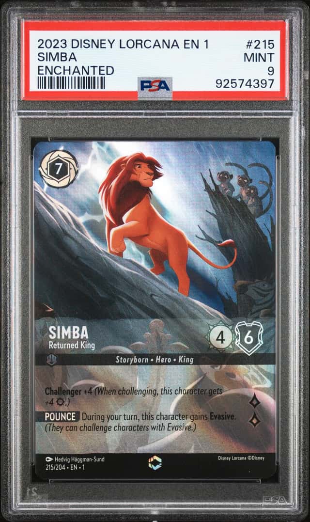 2023 Disney Lorcana The First Chapter Enchanted Simba Returned King #215 PSA 9 MINT