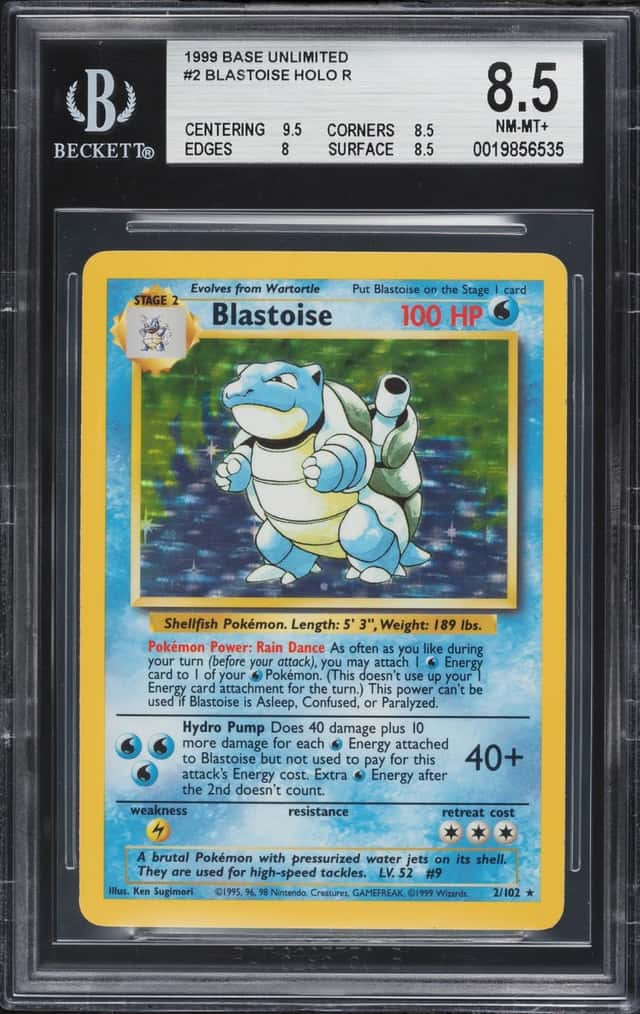 1999 Pokemon Base Set Holo Blastoise #2 BGS 8.5 NM-MT+