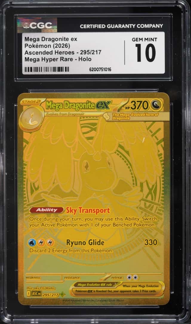 2026 Pokemon Mega Evolution Ascended Heroes Gold Rare Mega Dragonite Ex #295 CGC 10 GEM MINT
