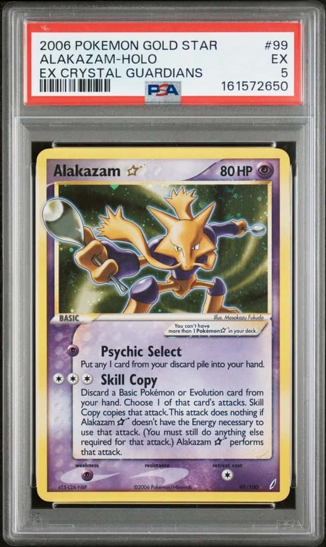 2006 POKEMON EX CRYSTAL GUARDIANS GOLD STAR #99 ALAKAZAM-HOLO PSA 5