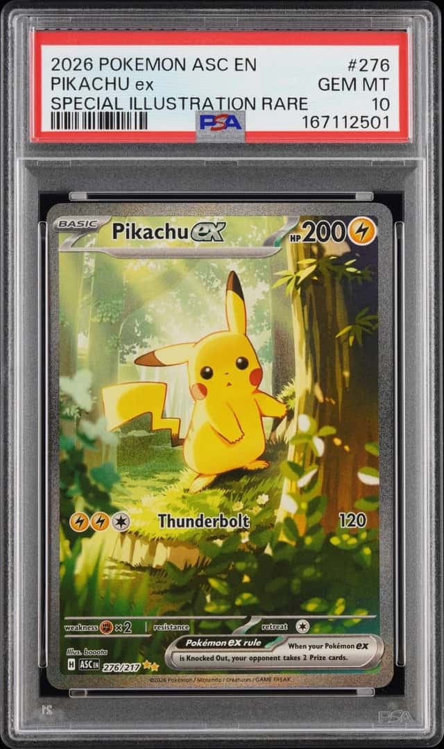 2026 POKEMON ASCENDED HEROES SPECIAL ILLUSTRATION RARE #276 PIKACHU EX PSA 10