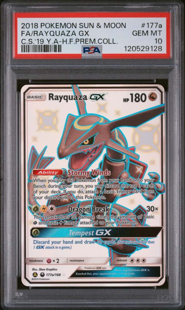 2018 Pokemon Sun & Moon Premium Collection #177a Rayquaza GX Gem Mint PSA 10