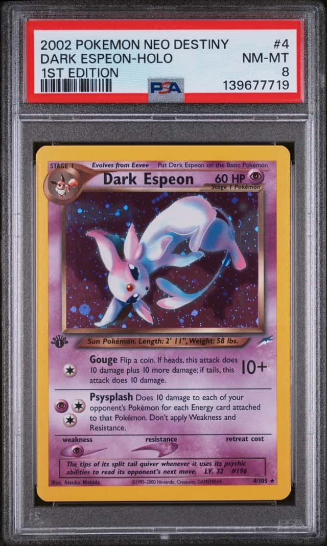 2002 POKEMON NEO DESTINY 1ST EDITION #4 DARK ESPEON-HOLO PSA 8