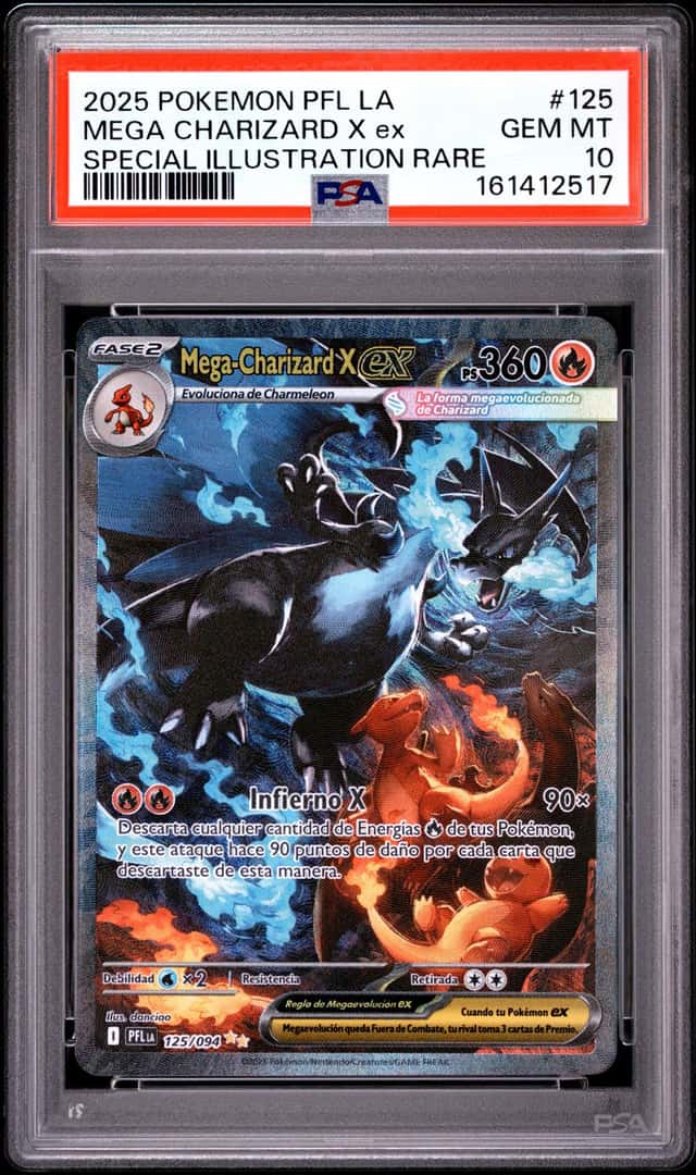 2025 POKEMON LATIN AMERICAN PHANTASMAL FLAMES SIR MEGA CHARIZARD X EX PSA 10