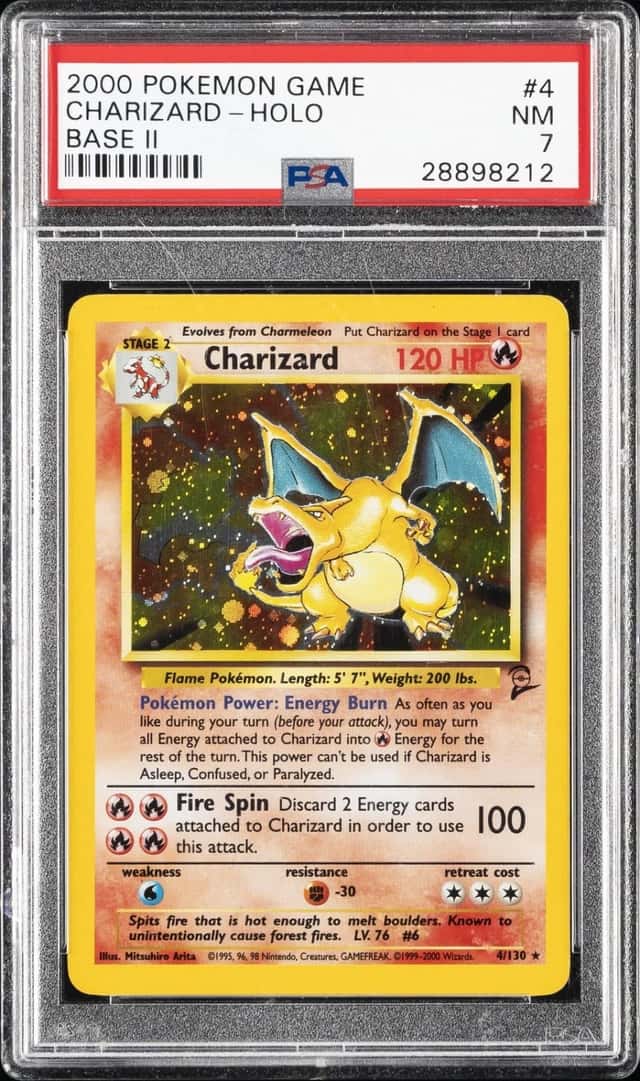 2000 POKEMON BASE SET 2 #4 CHARIZARD-HOLO PSA 7