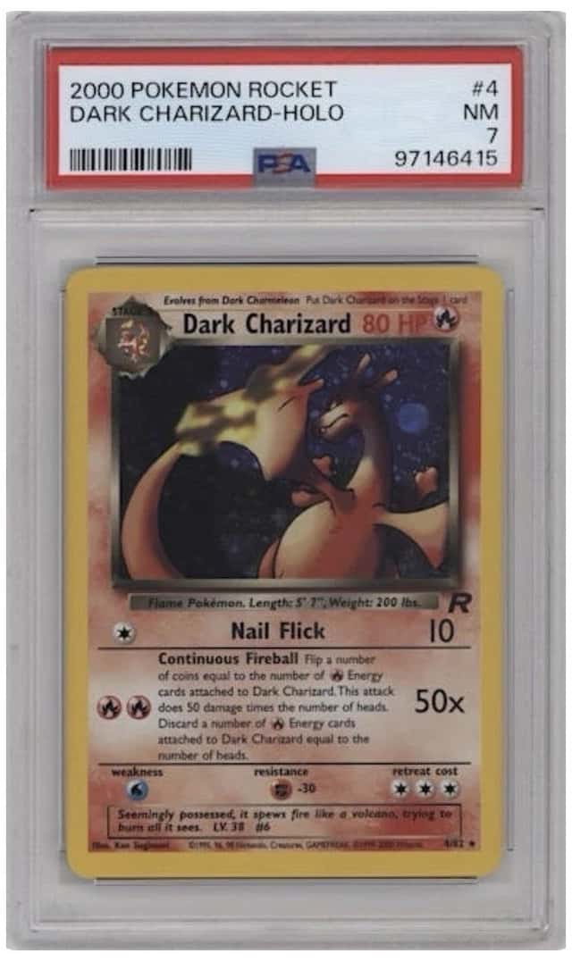 2000 Pokemon Team Rocket Dark Charizard 4/82 Holo PSA 7 NM Vintage WOTC