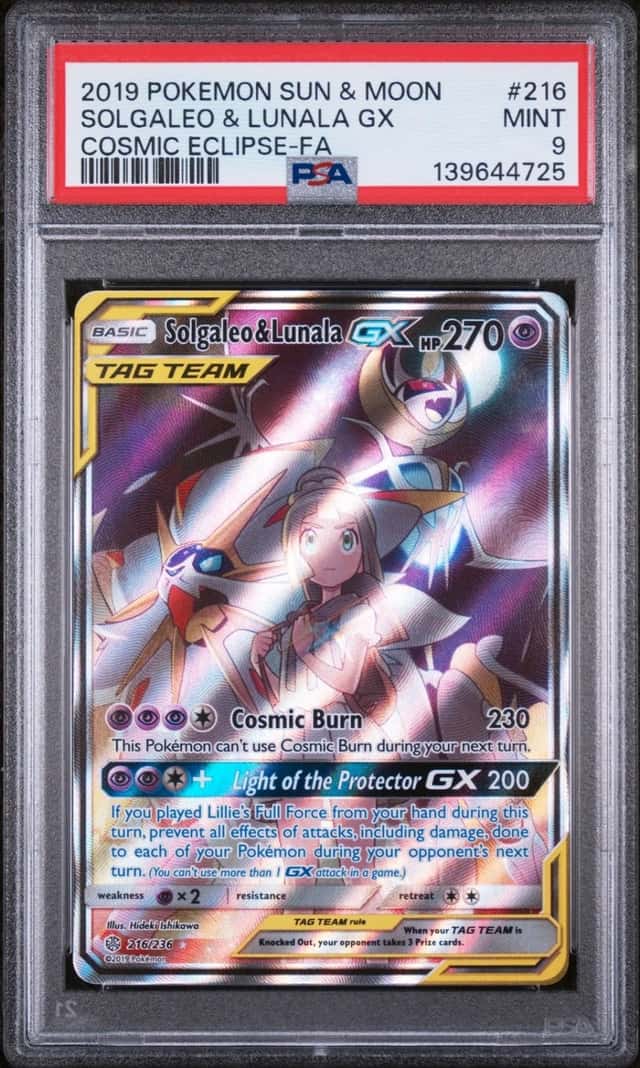 Pokemon Solgaleo & Lunala Gx Cosmic Eclipse Full Art 216/236 PSA 9 Mint