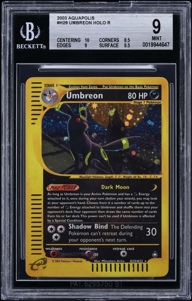 2003 Pokemon Aquapolis Holo Umbreon #H29 BGS 9 MINT