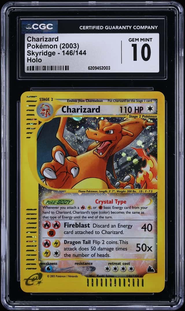 2003 Pokemon Skyridge Holo Crystal Charizard #146 CGC 10 GEM MINT