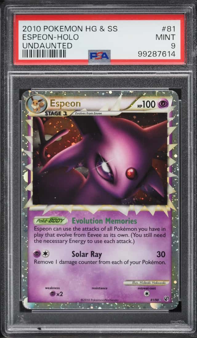 2010 Pokemon HeartGold & SoulSilver Undaunted Holo Espeon #81 PSA 9 MINT