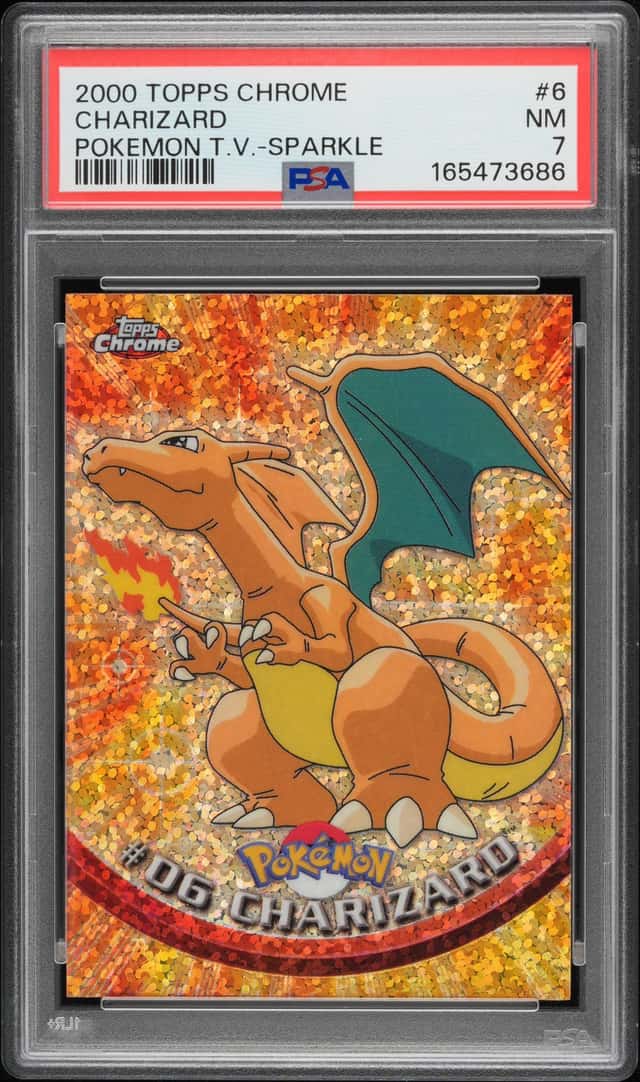 2000 Topps Chrome Pokemon TV Sparkle #6 Charizard PSA 7 NM