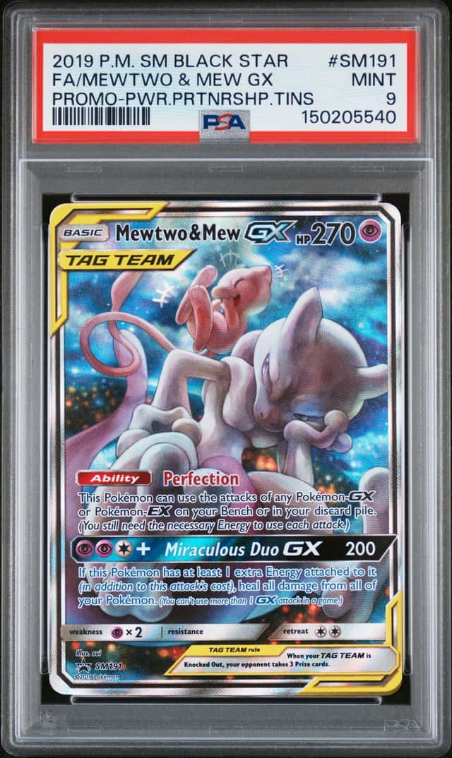 2019 Pokemon Black Star Promo Full Art #SM191 Mewtwo & Mew-GX Mint PSA 9