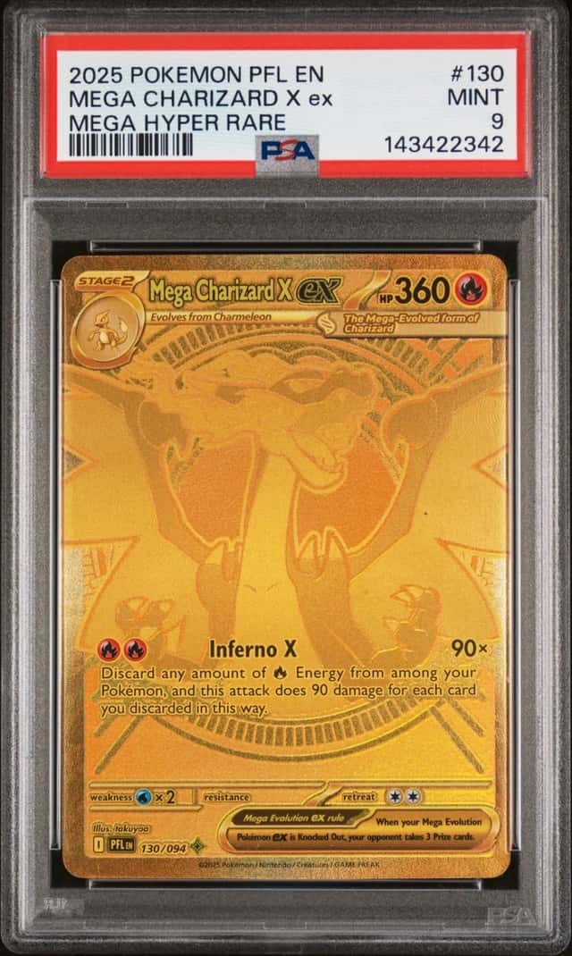 2025 POKEMON PFL EN-PHANTASMAL FLAMES MEGA HYPER RARE MEGA CHARIZARD X EX PSA 9
