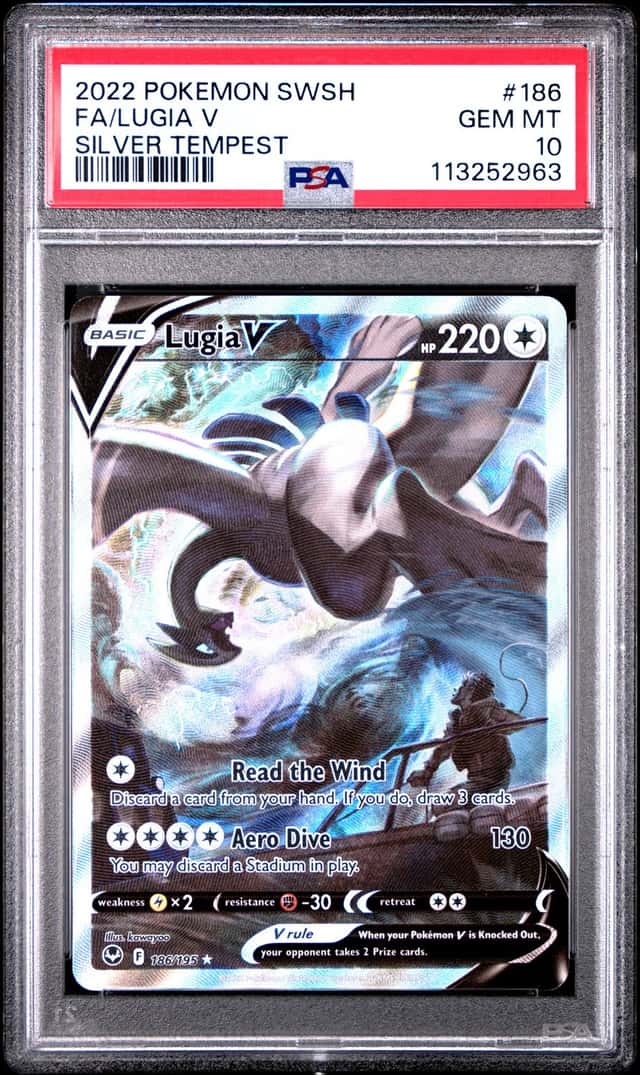 LUGIA V 2022 POKEMON SILVER TEMPEST FULL ART ULTRA RARE #186/195 PSA 10 Q0895