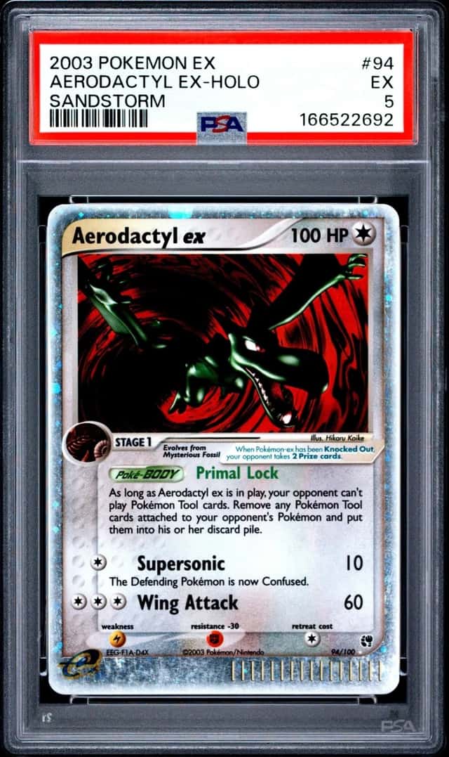 2003 POKEMON EX SANDSTORM #94 AERODACTYL EX-HOLO PSA 5