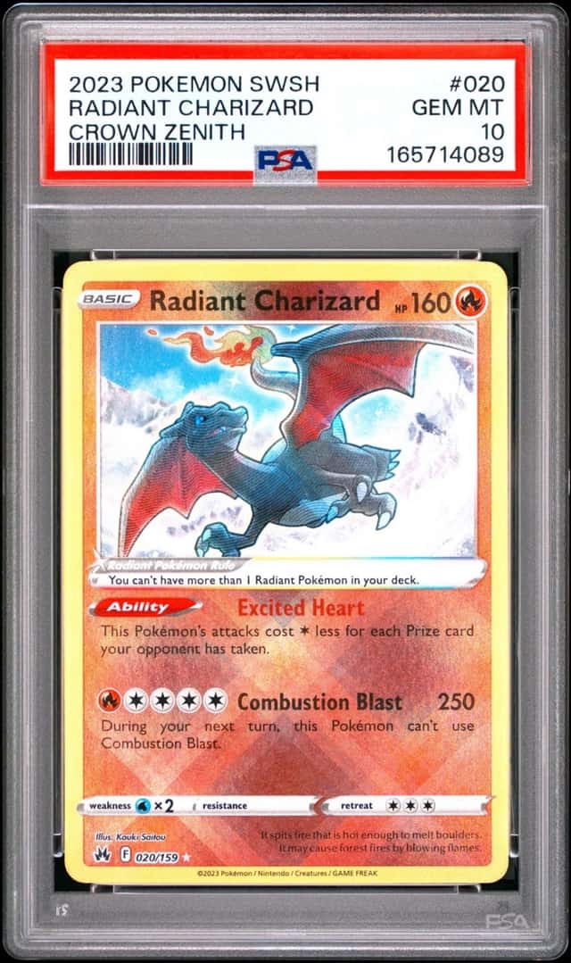 2023 POKEMON SWORD & SHIELD CROWN ZENITH #020 RADIANT CHARIZARD PSA 10