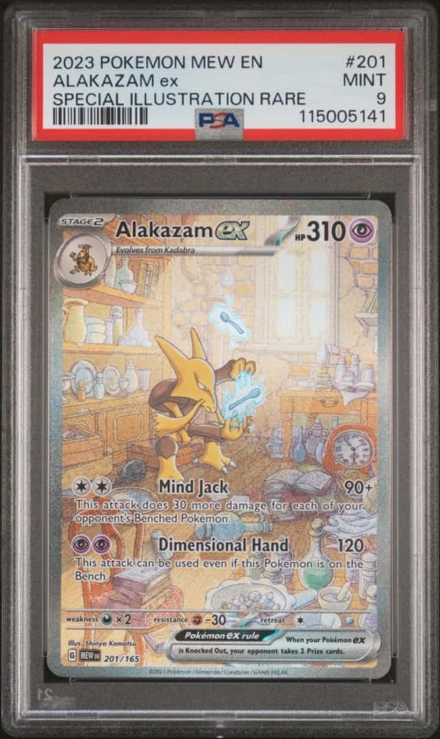 2023 POKEMON MEW EN-151 SPECIAL ILLUSTRATION RARE #201 ALAKAZAM EX PSA 9