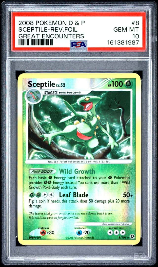 Pokemon Sceptile Reverse Holo Great Encounters 8/106 PSA 10 Gem Mint