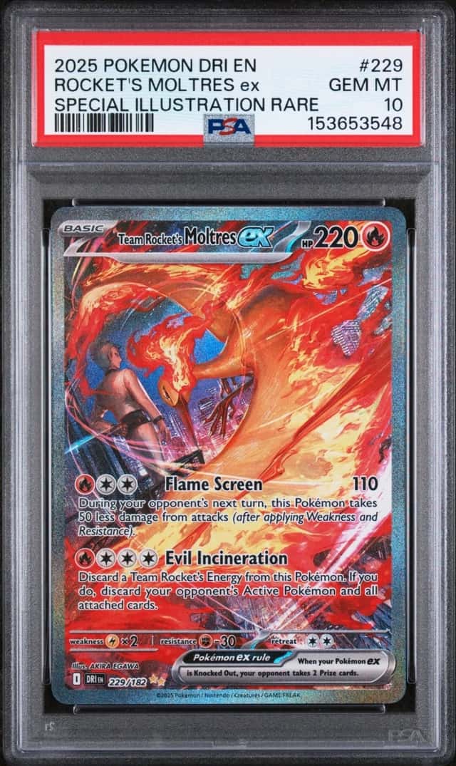 Pokemon Team Rocket's Moltres ex Destined Rivals 229/182 SIR PSA 10 Gem Mint