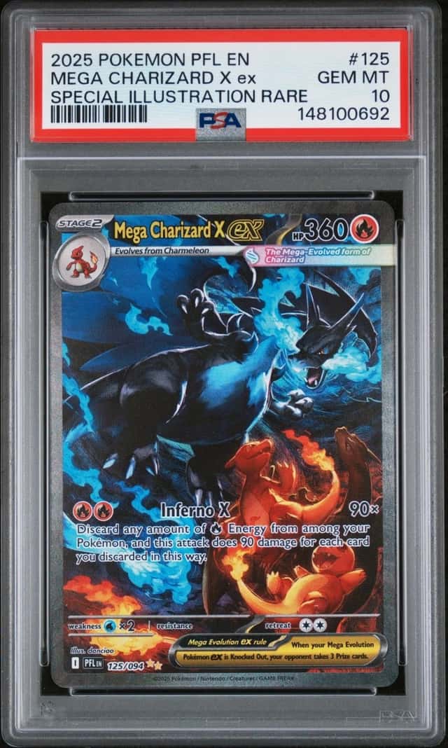 2025 POKEMON PFL SPECIAL ILLUSTRATION RARE #125 MEGA CHARIZARD X EX PSA 10