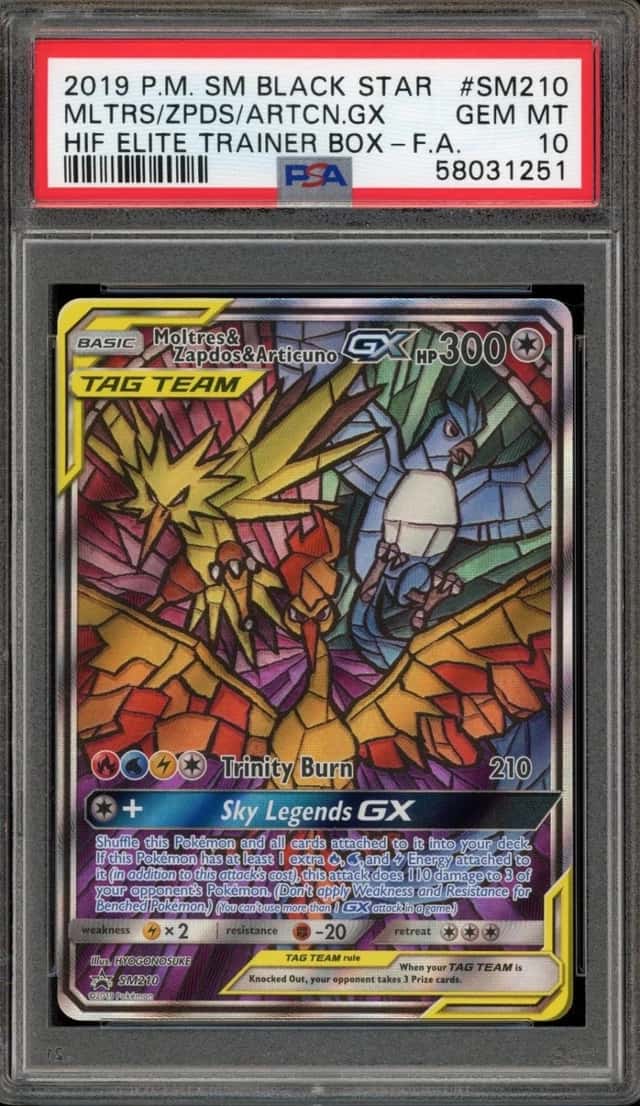 Pokemon Moltres & Zapdos & Articuno GX Promo SM210 Hidden Fates ETB PSA 10
