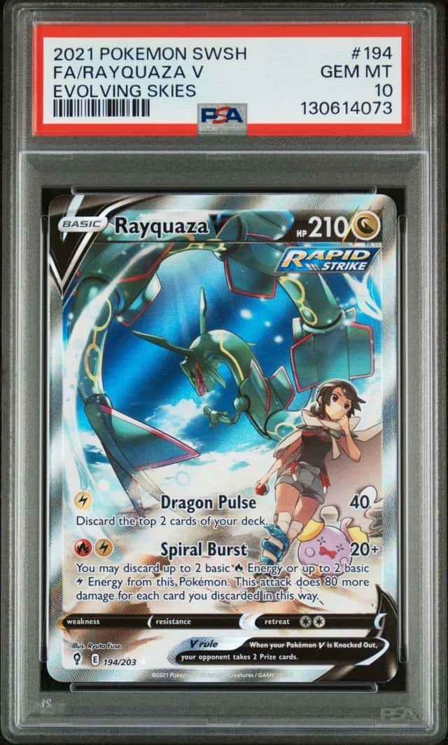Pokemon Rayquaza V Evolving Skies Full Alt Art 194/203 PSA 10 Gem Mint