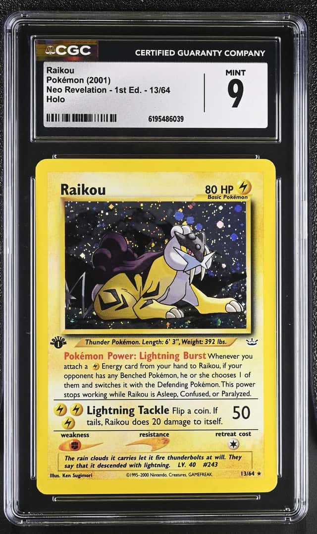 Pokemon Raikou Neo Revelation 1st Edition 13/64 Holo CGC 9 Mint
